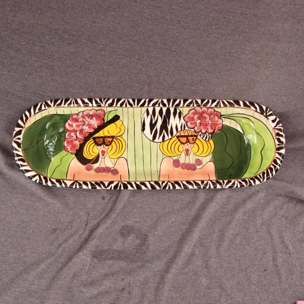 2002 long oval Aunt Gertie Swak wall hanging or serving plate signed (W2927)
